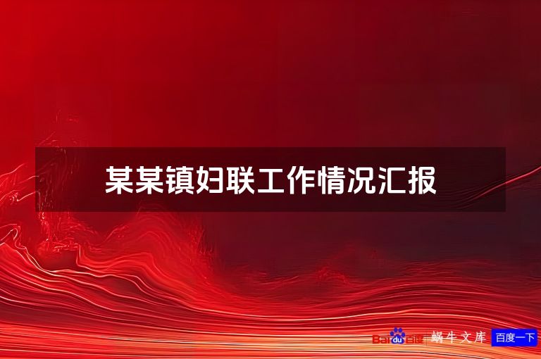 某某镇妇联工作情况汇报