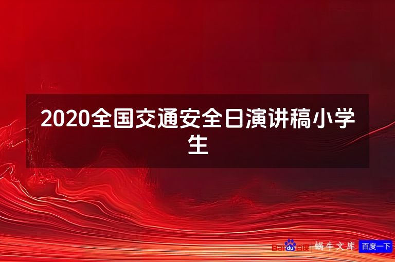 2020全国交通安全日演讲稿小学生