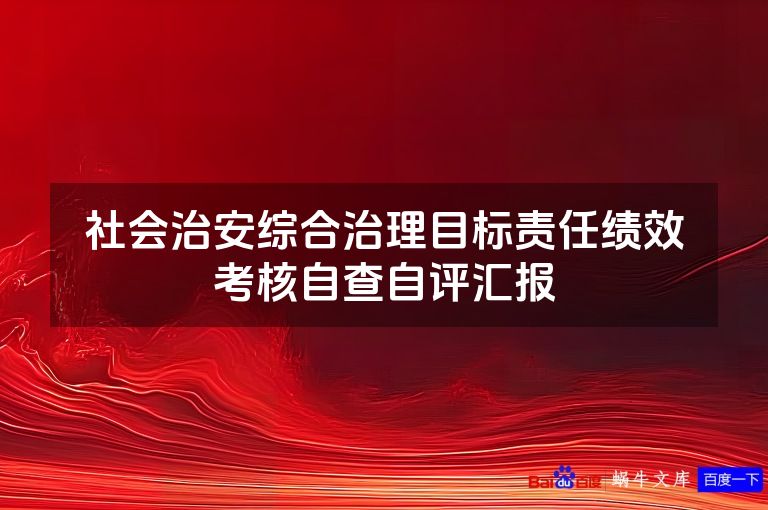 社会治安综合治理目标责任绩效考核自查自评汇报