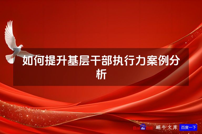 如何提升基层干部执行力案例分析