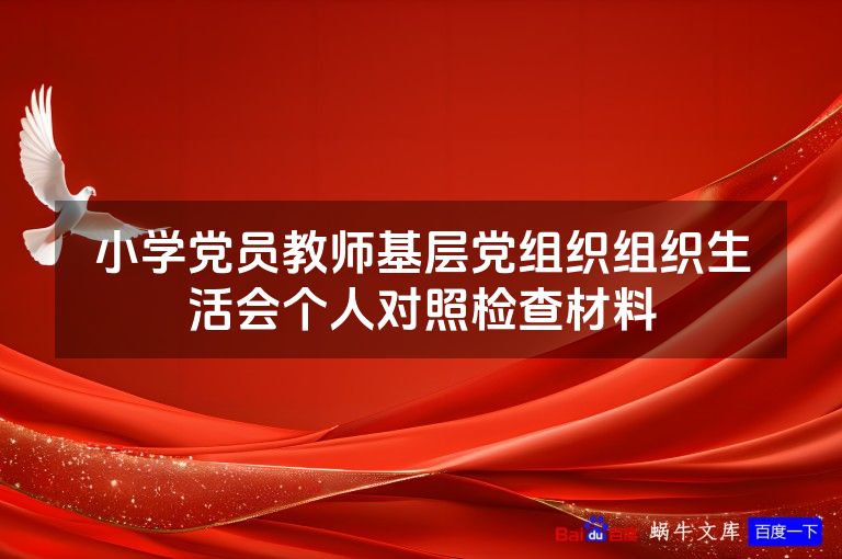 小学党员教师基层党组织组织生活会个人对照检查材料