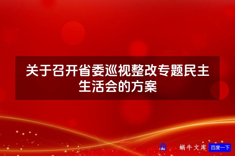 关于召开省委巡视整改专题民主生活会的方案