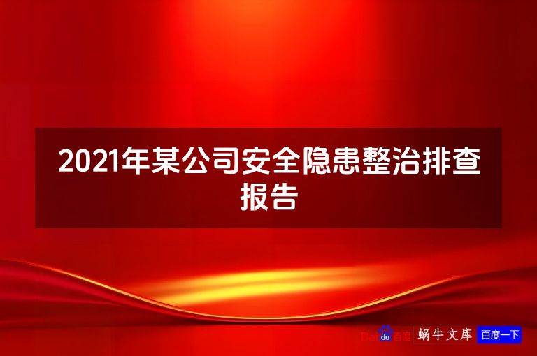 2021年某公司安全隐患整治排查报告