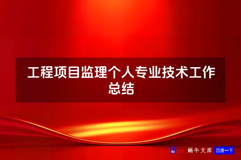 工程项目监理个人专业技术工作总结