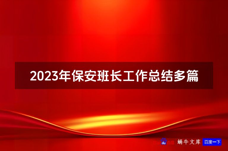 2023年保安班长工作总结多篇
