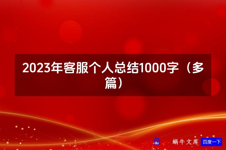 2023年客服个人总结1000字（多篇）