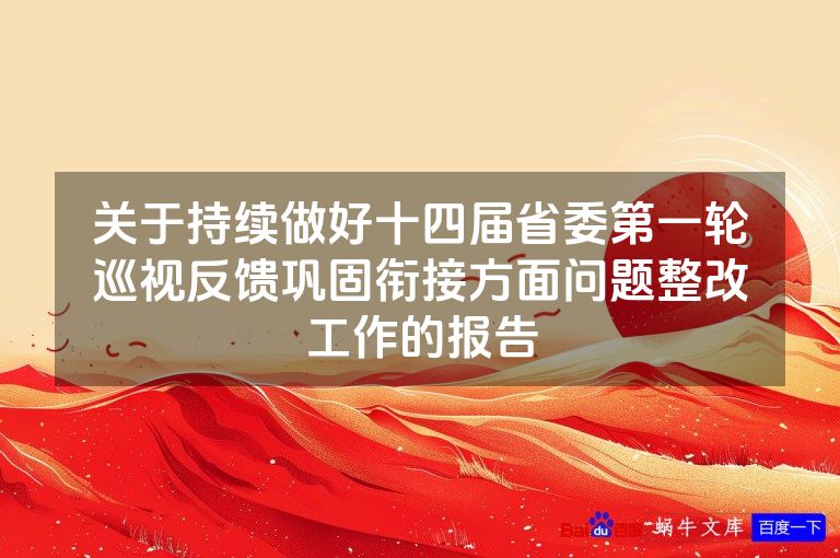 关于持续做好十四届省委第一轮巡视反馈巩固衔接方面问题整改工作的报告