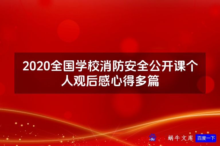 2020全国学校消防安全公开课个人观后感心得多篇