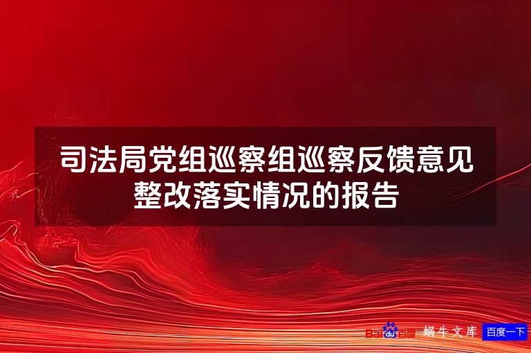 司法局党组巡察组巡察反馈意见整改落实情况的报告