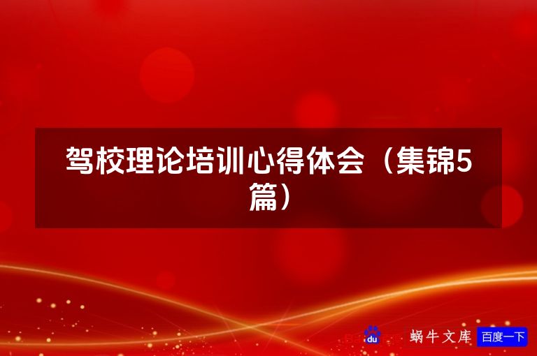 驾校理论培训心得体会（集锦5篇）