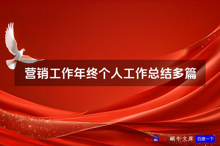 营销工作年终个人工作总结多篇
