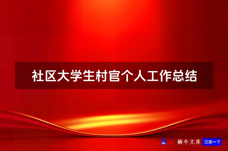 社区大学生村官个人工作总结