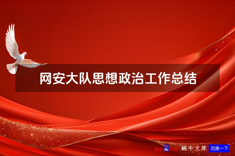 网安大队思想政治工作总结