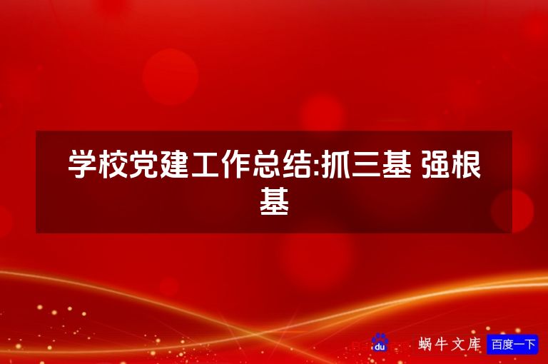 学校党建工作总结:抓三基 强根基