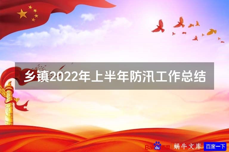 乡镇2022年上半年防汛工作总结