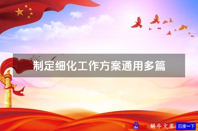 制定细化工作方案通用多篇