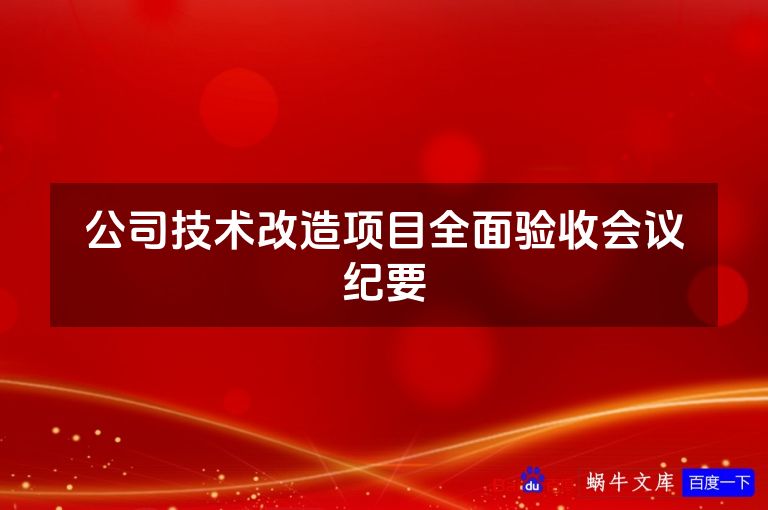 公司技术改造项目全面验收会议纪要