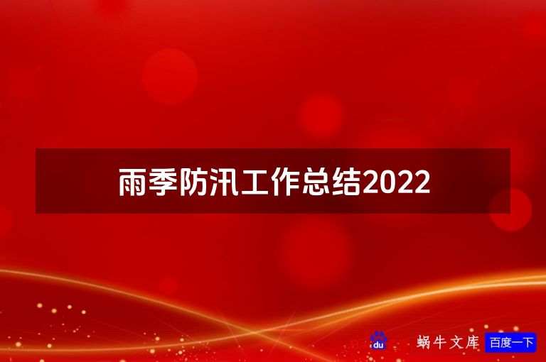 雨季防汛工作总结2022