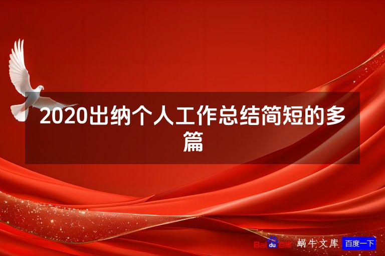 2020出纳个人工作总结简短的多篇