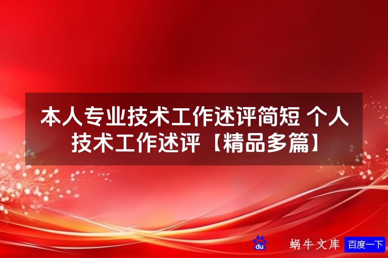 本人专业技术工作述评简短 个人技术工作述评【精品多篇】