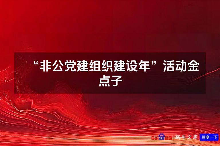 “非公党建组织建设年”活动金点子