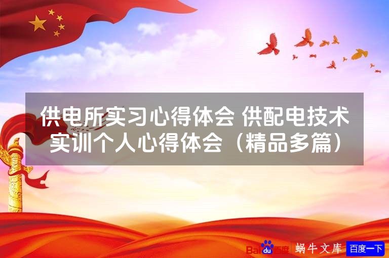 供电所实习心得体会 供配电技术实训个人心得体会（精品多篇）
