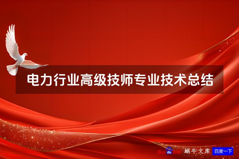 电力行业高级技师专业技术总结