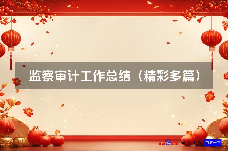 监察审计工作总结（精彩多篇）