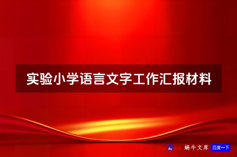 实验小学语言文字工作汇报材料