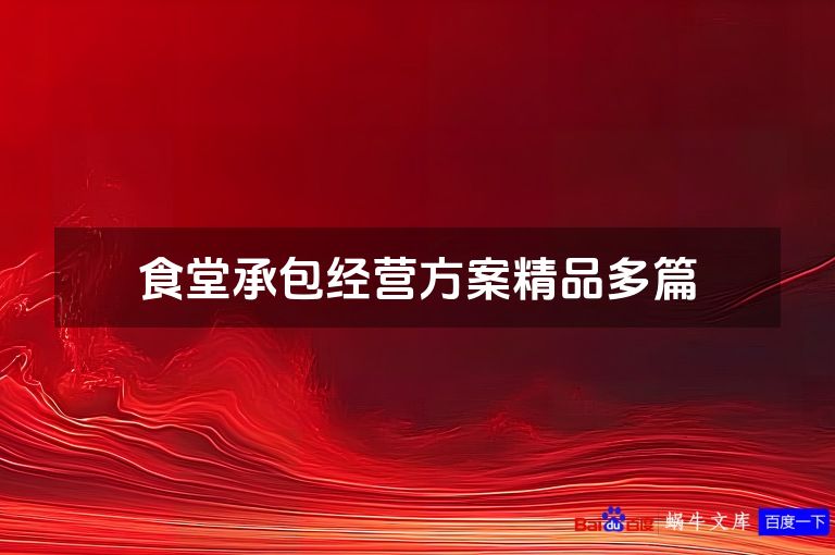 食堂承包经营方案精品多篇