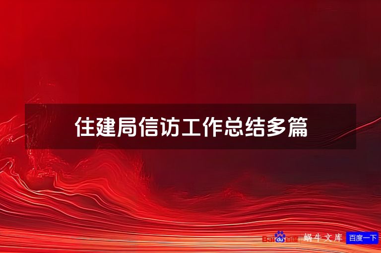 住建局信访工作总结多篇