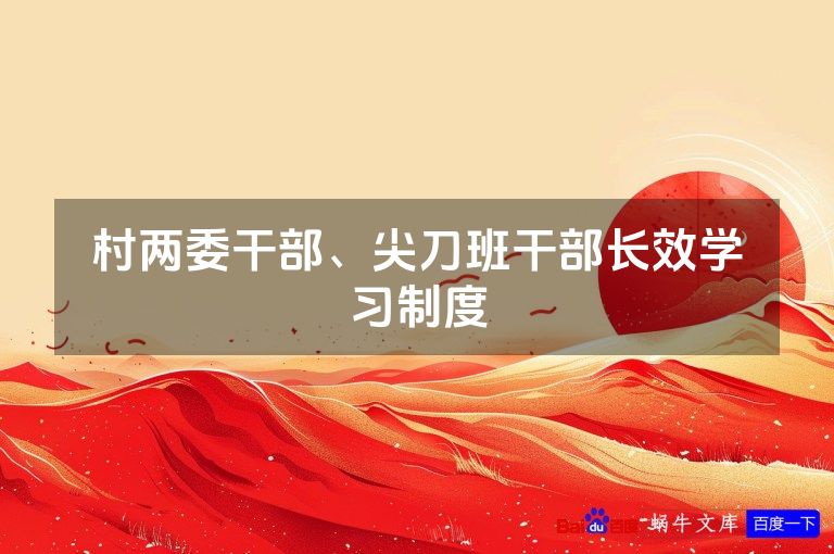 村两委干部、尖刀班干部长效学习制度