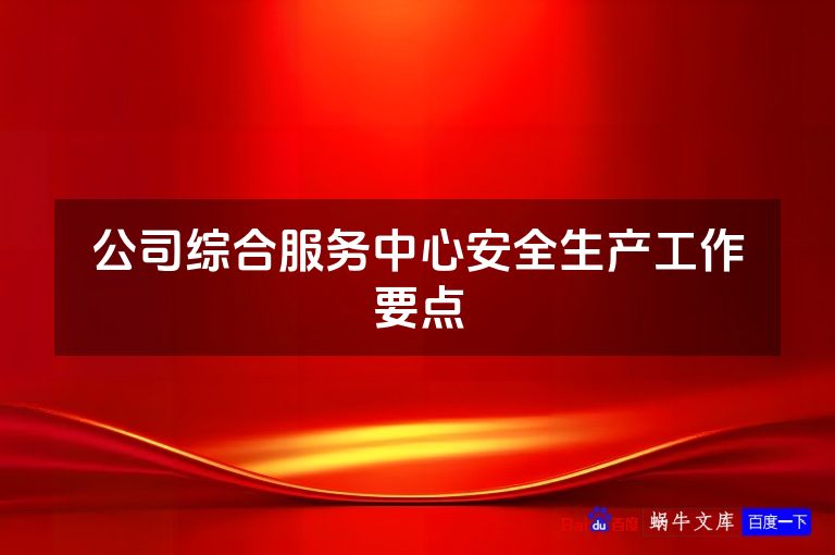 公司综合服务中心安全生产工作要点