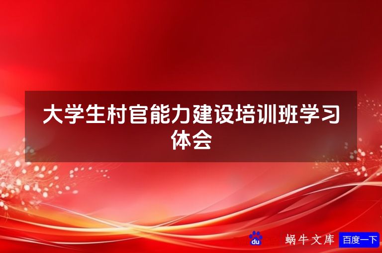大学生村官能力建设培训班学习体会