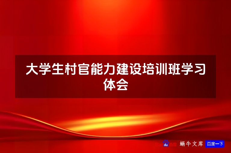 大学生村官能力建设培训班学习体会