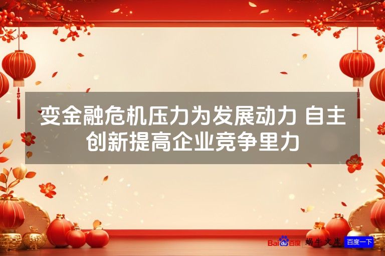 变金融危机压力为发展动力 自主创新提高企业竞争里力