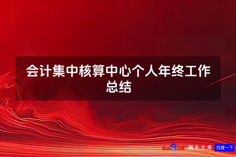 会计集中核算中心个人年终工作总结