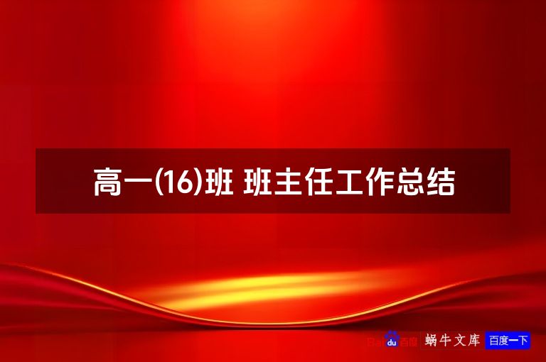 高一(16)班 班主任工作总结