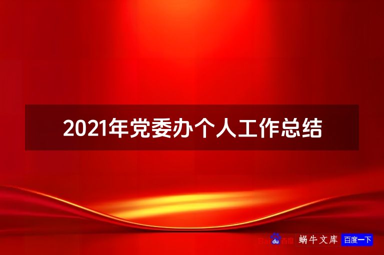 2021年党委办个人工作总结