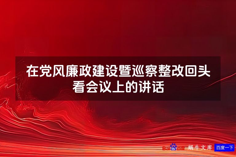 在党风廉政建设暨巡察整改回头看会议上的讲话