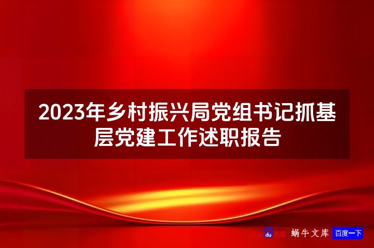 2023年乡村振兴局党组书记抓基层党建工作述职报告