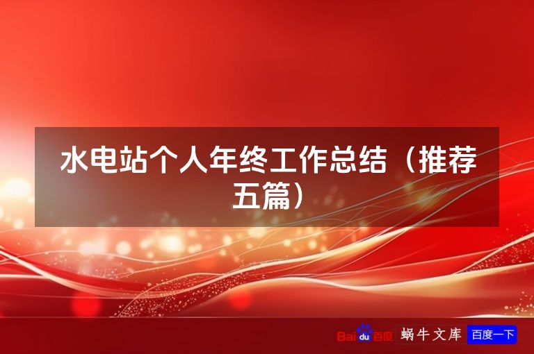 水电站个人年终工作总结（推荐五篇）