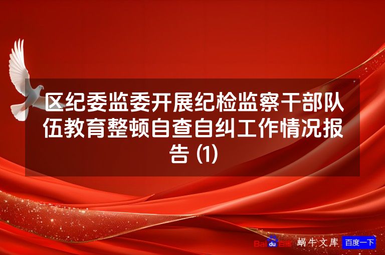 区纪委监委开展纪检监察干部队伍教育整顿自查自纠工作情况报告 (1)