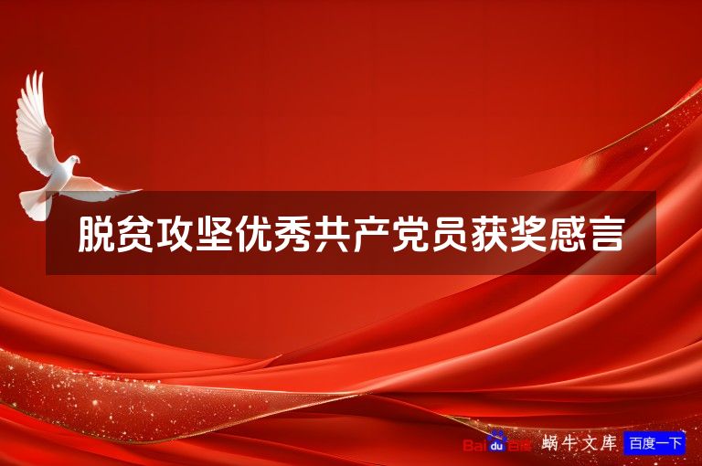 脱贫攻坚优秀共产党员获奖感言
