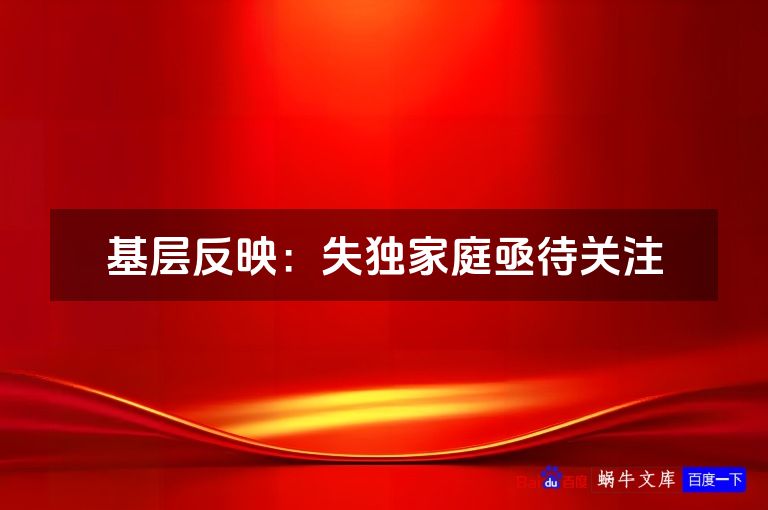 基层反映：失独家庭亟待关注