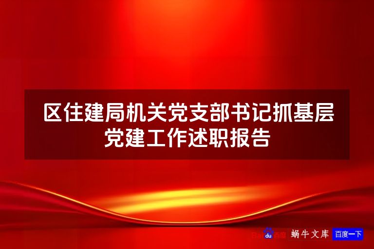 区住建局机关党支部书记抓基层党建工作述职报告