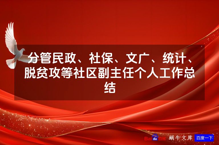 分管民政、社保、文广、统计、脱贫攻等社区副主任个人工作总结