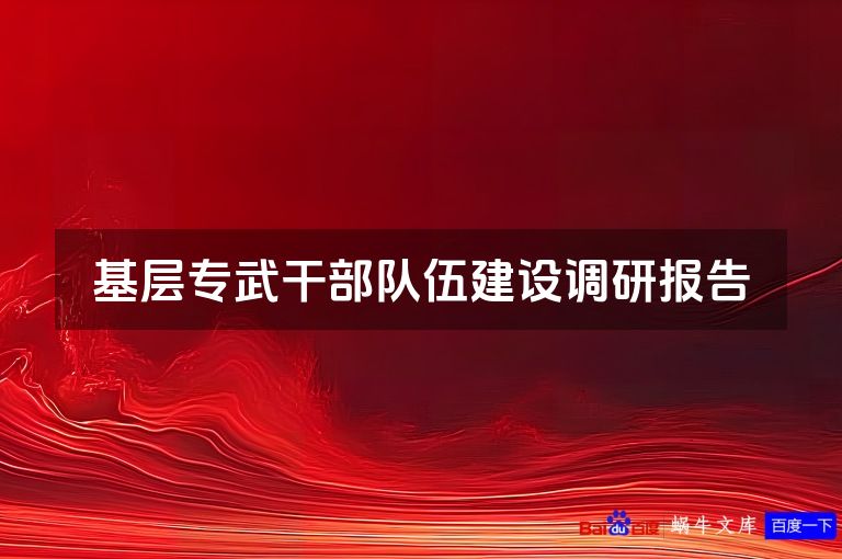 基层专武干部队伍建设调研报告