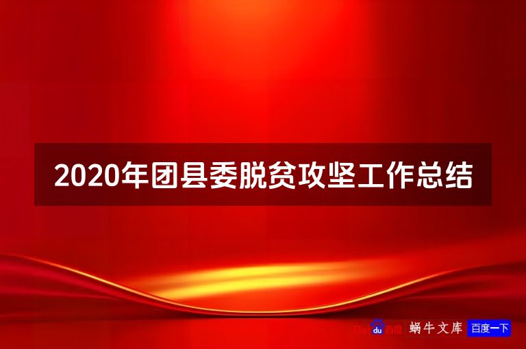 2020年团县委脱贫攻坚工作总结