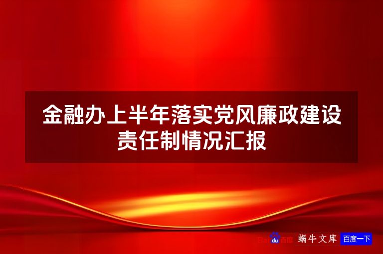 金融办上半年落实党风廉政建设责任制情况汇报